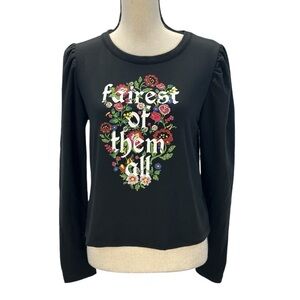 Disney Snow White Fairest Of Them All Floral Print Top - Black - size Medium